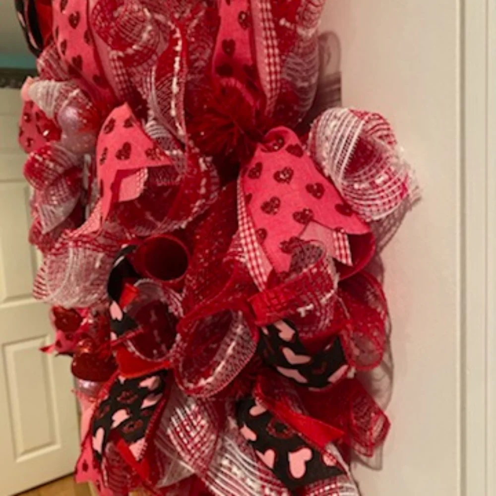 Handmade Valentines Day mesh wreath